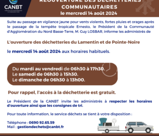 Réouverture de déchetteries communautaires le mercredi 14 août 2024